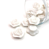 4, 20 or 50 Pieces: White Chunky Rose Flower Beads