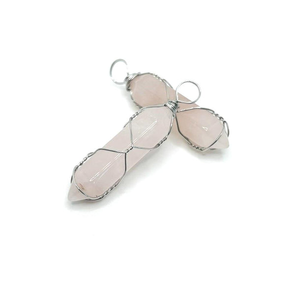 1, 4 or 20 Pieces: Wire Wrapped Rose Quartz Pendants