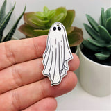 1, 4 or 20 Pieces: White Goth Ghost Halloween Charms: Double Sided