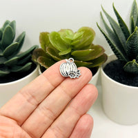 1, 4, 20 or 50 Pieces: Silver Pumpkin Charms - Double Sided