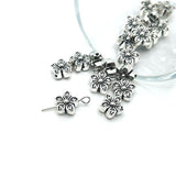 4, 20 or 50 Pieces: Silver Flower Spacer Beads - Double Sided