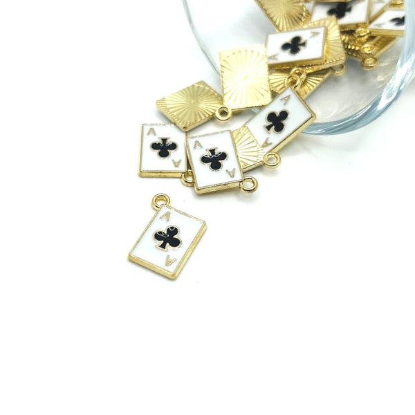 4, 20 or 50 Pieces: Ace of Clubs Enamel Playing Card Charms