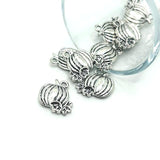 1, 4, 20 or 50 Pieces: Silver Pumpkin Charms - Double Sided