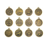 12 or 60 Pieces: Bronze Zodiac/Astrology Coin Charm Set - Double Sided