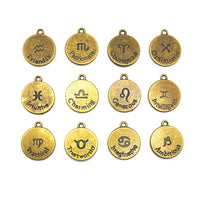 12 or 60 Pieces: Bronze Zodiac/Astrology Coin Charm Set - Double Sided