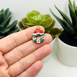 1, 4, 20 or 50 Pieces: Enamel Christmas Wreath Charms