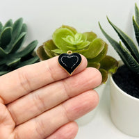 1, 4, 20 or 50 Pieces: Black Enamel Heart Charms