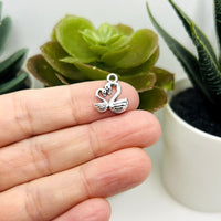 1, 4, 20 or 50 Pieces: Small Swan Valentine's Day Charm - Double Sided