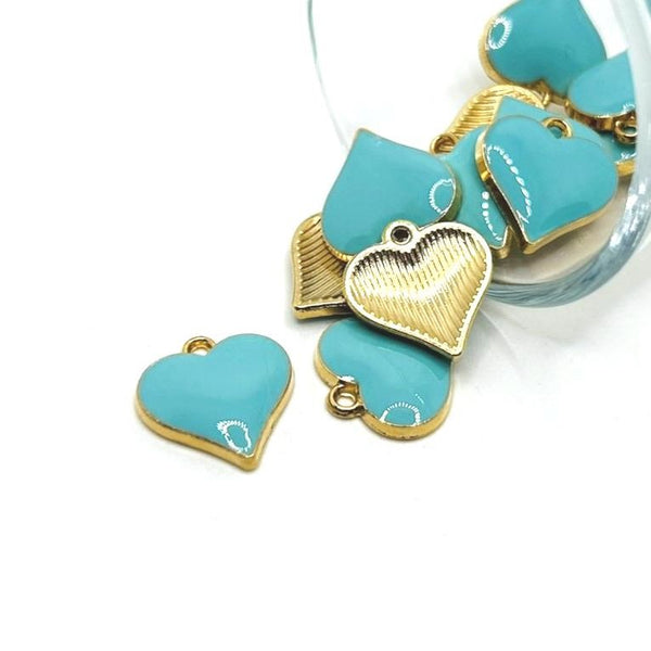 1, 4, 20 or 50 Pieces: Blue Enamel Heart Charms