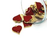 1, 4, 20 or 50 Pieces: Red Enamel Heart Charms