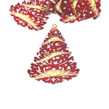 1, 4 or 20 Pieces: Red Filigree Christmas Tree - Double Sided