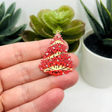 1, 4 or 20 Pieces: Red Filigree Christmas Tree - Double Sided