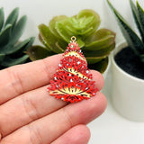 1, 4 or 20 Pieces: Red Filigree Christmas Tree - Double Sided