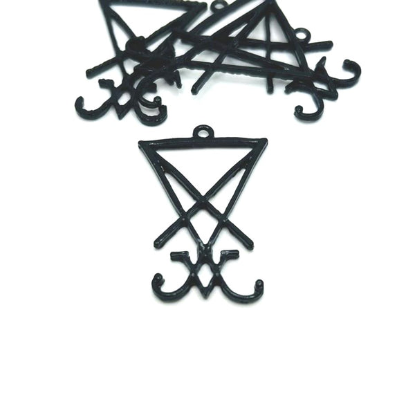 1, 4 or 20 Pieces: Black Lucifer Sigil Satan Pendants