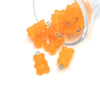 4, 20 or 50 Pieces: Orange Gummy Bear Resin 3D Charms with eye screw