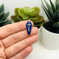 1, 4, 20 or 50 Pieces: Blue and Gold Vampire Coffin Charms