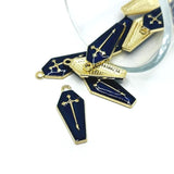 1, 4, 20 or 50 Pieces: Blue and Gold Vampire Coffin Charms