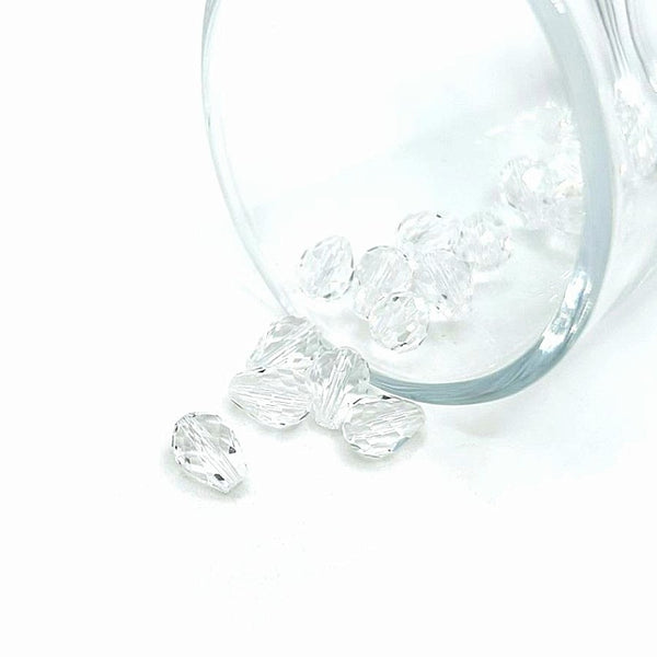 4, 20 or 50 Pieces: 6x8 mm Teardrop Clear Diamond Imitation Crystal April Birthstone Beads