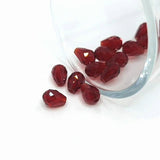 4, 20 or 50 Pieces: 6x8 mm Teardrop Dark Red Imitation Crystal July Birthstone Beads