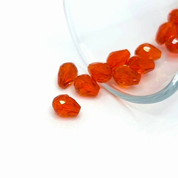 4, 20 or 50 Pieces: 6x8 mm Teardrop Bright Red Imitation Crystal January Birthstone Beads