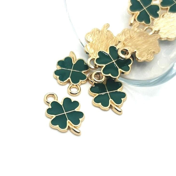 1, 4, 20 or 50 Pieces: Dark Green Clover Charms