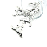 4, 20 or 50 Pieces: Silver Steer Cattle Skull Pendant Charms