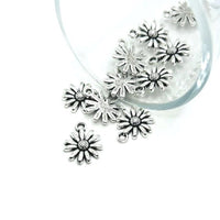 1, 4, 20 or 50 Pieces: Small Silver Flower Charms