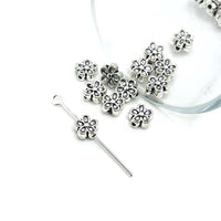 4, 20 or 50 Pieces: Small Silver Flower Spacer Beads