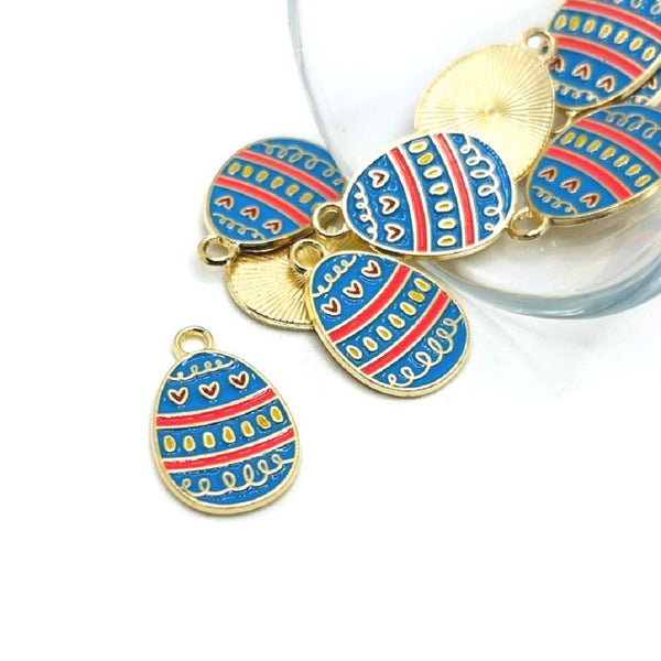 1, 4, 20 or 50 Pieces: Blue and Pink Easter Egg Charms