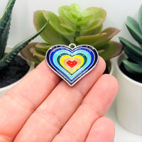 1, 4, 20 or 50 Pieces: Rainbow Heart, LGBTQ+, Charms