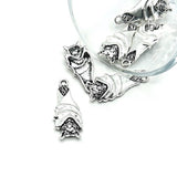 1, 4, 20 or 50 Pieces: Silver Upside Down Bat Charms