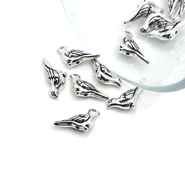 1, 4, 20 or 50 Pieces: Small Silver Bird Spacer Bead