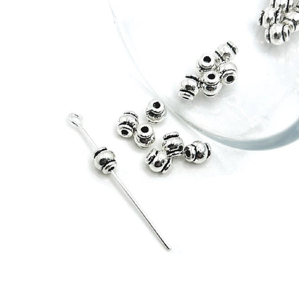 4, 20 or 50 Pieces: Small Silver Barrel Spacer Beads