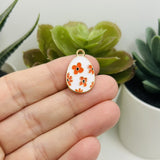 1, 4, 20 or 50 Pieces: White Flowered Easter Egg Charms