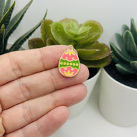 1, 4, 20 or 50 Pieces: Pink and Green Easter Egg Charms