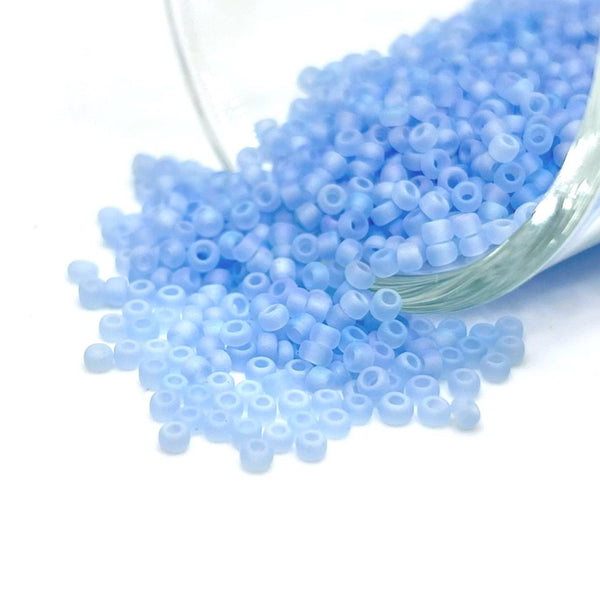 10 or 50 grams Light Blue Pearl Frosted 12/0 Glass Seed Beads, Grade A