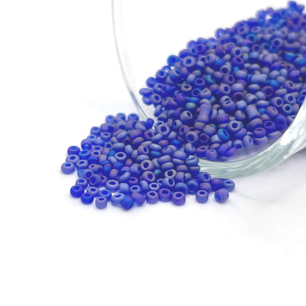 10 or 50 grams Blue Pearl Frosted 12/0 Glass Seed Beads, Grade A