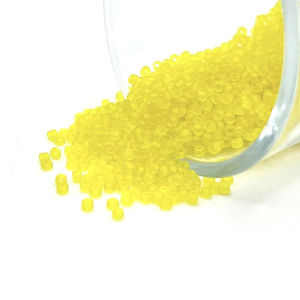 10 or 50 grams Yellow Frosted 12/0 Glass Seed Beads, Grade A