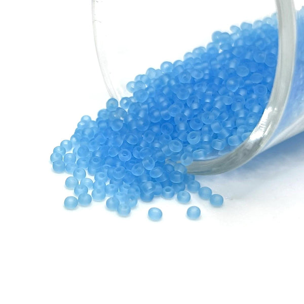 10 or 50 grams Blue Frosted 12/0 Glass Seed Beads, Grade A