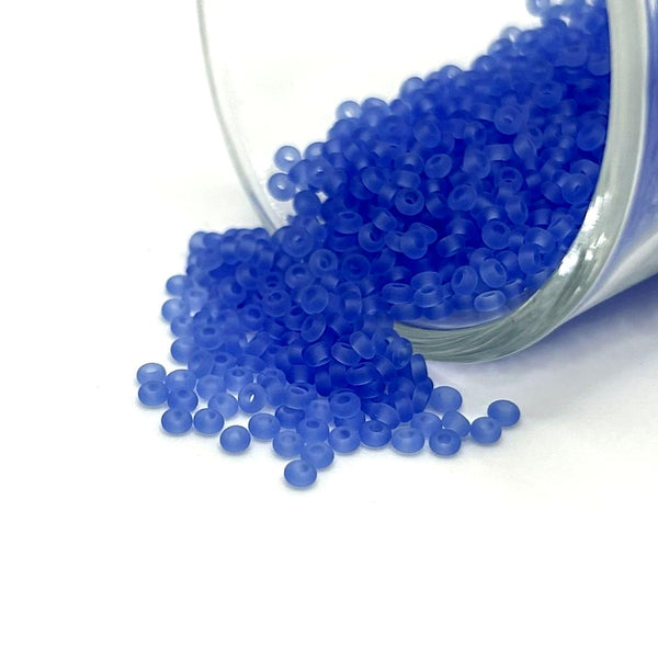 10 or 50 grams Dark Blue Frosted 12/0 Glass Seed Beads, Grade A