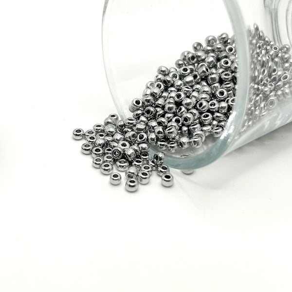 10 or 50 grams Silver 12/0 Electroplate Glass Seed Beads