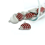 4, 20 or 50 Pieces: Red Enamel Hedgehog Charms