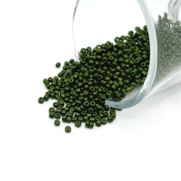 10 or 50 grams Olive Green 12/0 Baking Paint Glass Seed Beads