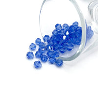 1 or 4 Strands 6x6mm Blue Bicone Beads, Imitation Crystal, Grade AA