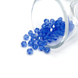 1 or 4 Strands 6x6mm Blue Bicone Beads, Imitation Crystal, Grade AA