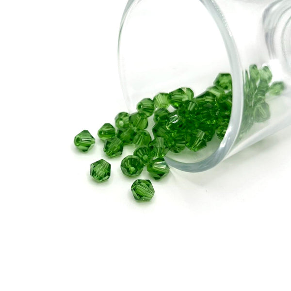 1 or 4 Strands 6x6mm Green Bicone Beads, Imitation Crystal, Grade AA