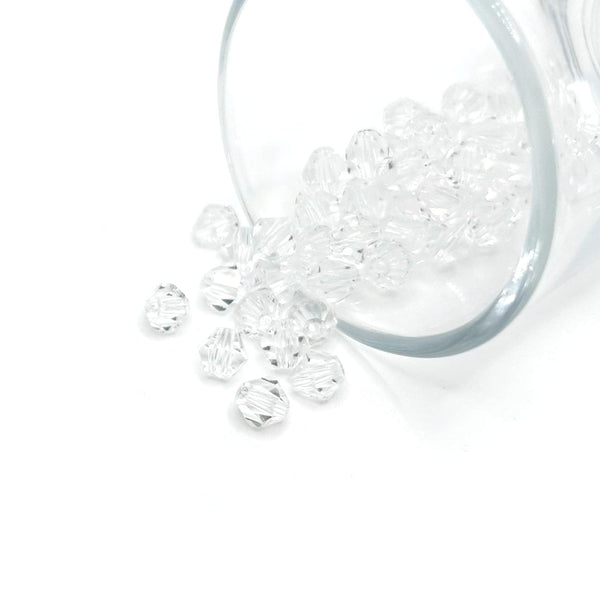 1 or 4 Strands 6x6mm Clear Diamond Bicone Beads, Imitation Crystal, Grade AA