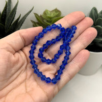 1 or 4 Strands 6x6mm Blue Bicone Beads, Imitation Crystal, Grade AA