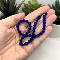 1 or 4 Strands 6x6mm Blue Bicone Beads, Imitation Crystal, Grade AA