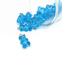 4, 20 or 50 Pieces: Blue Gummy Bear Resin 3D Charms with eye screw